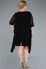 Kısa Kol Üstü Şifon Midi Simli Büyük Beden Abiye ABK39967 - Görsel 14