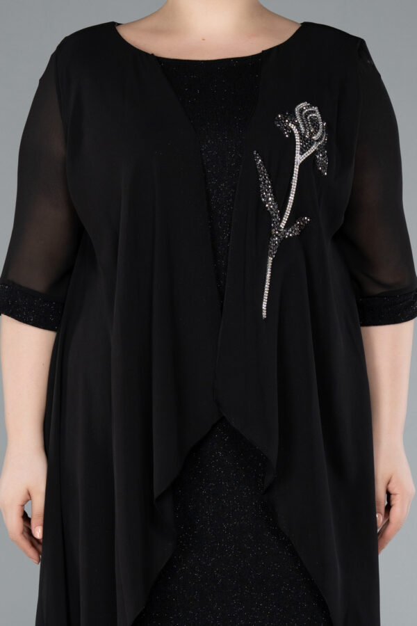 Kısa Kol Üstü Şifon Midi Simli Büyük Beden Abiye ABK39967 - Görsel 15