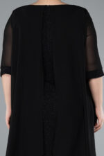 Kısa Kol Üstü Şifon Midi Simli Büyük Beden Abiye ABK39967 - Görsel 16