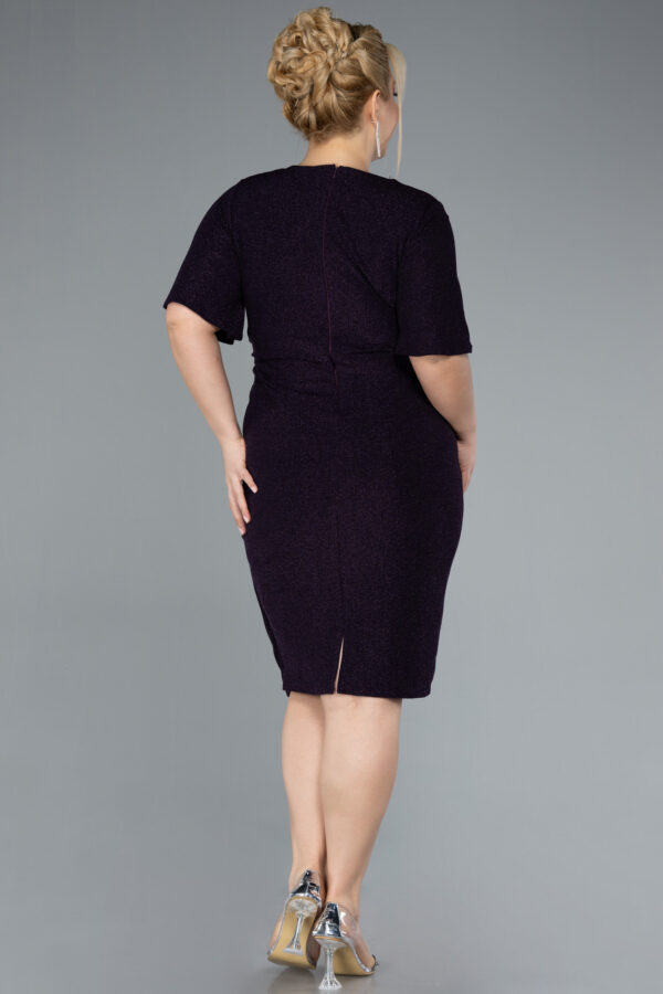 Kısa Kol V Yaka Midi Büyük Beden Davet Elbisesi ABK39931 - Görsel 2
