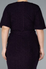 Kısa Kol V Yaka Midi Büyük Beden Davet Elbisesi ABK39931 - Görsel 4