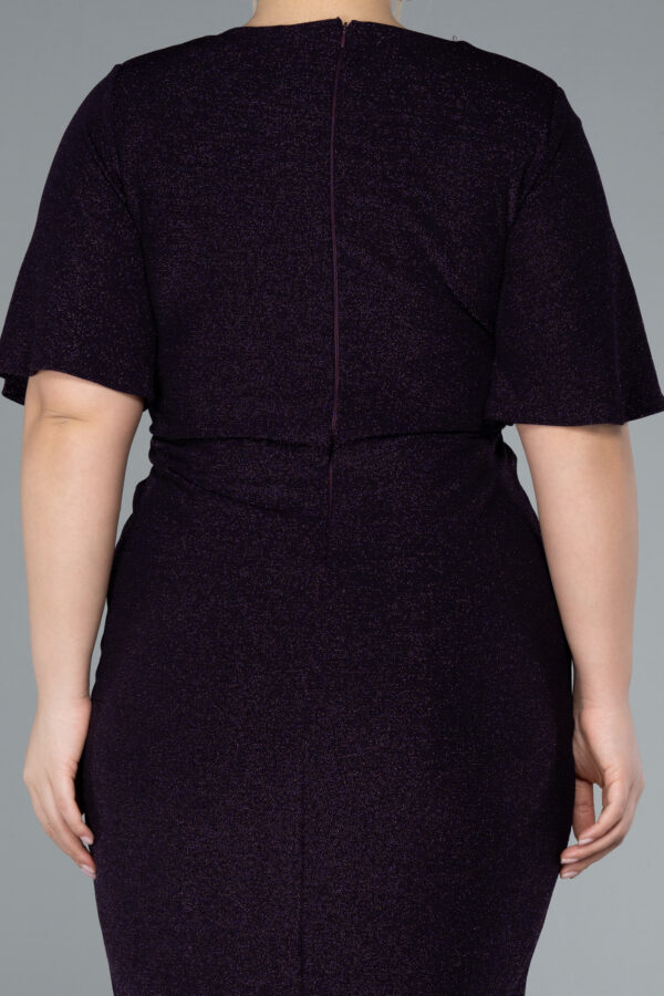 Kısa Kol V Yaka Midi Büyük Beden Davet Elbisesi ABK39931 - Görsel 4