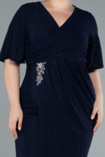 Kısa Kol V Yaka Midi Büyük Beden Davet Elbisesi ABK39931 - Görsel 11