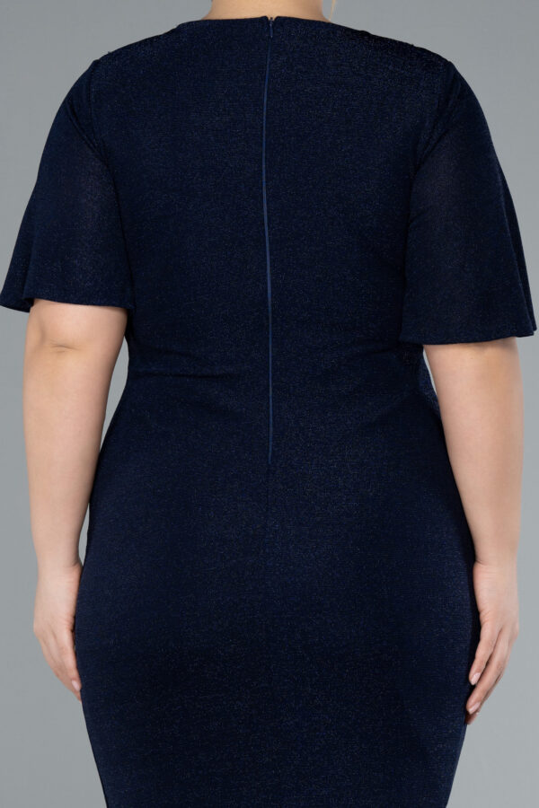 Kısa Kol V Yaka Midi Büyük Beden Davet Elbisesi ABK39931 - Görsel 12