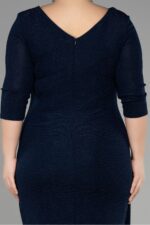 Siyah Kapri Kol Midi Simli Büyük Beden Davet Elbisesi Abk39922 - Görsel 8