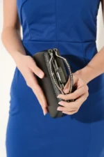 Taş İşlemeli Tutma Saplı Zincir Askılı Kadın Abiye Çanta V746 - Görsel 5